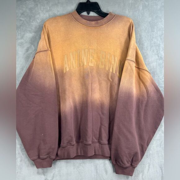 Anine Bing Harvey Sweatshirt In Washed Faded Burgundy Sample - Picture 2 of 7